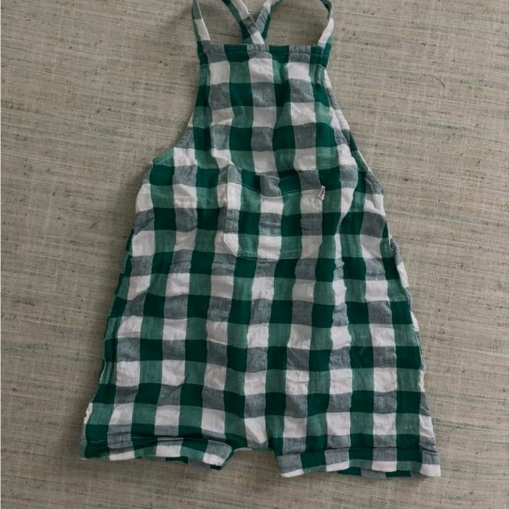 Arsene et Les Pipelettes Green and White Gingham Baby Romper, Size 12m